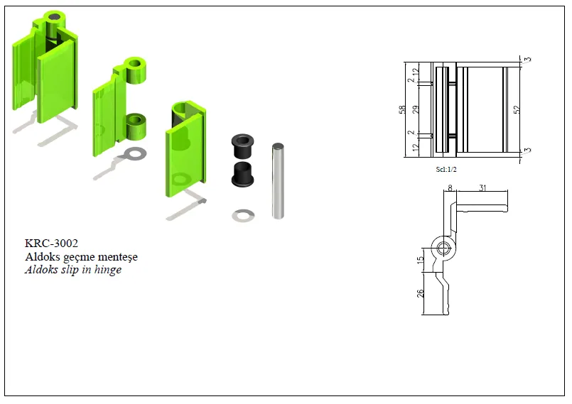 Aldoks Slot-In Hinge