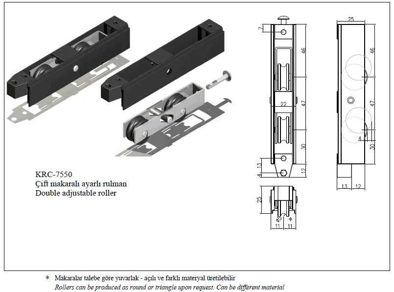 Double Roller Adjustable Bearing
