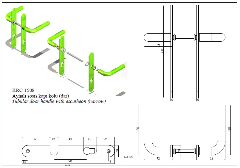 Narrow Mirrored Bar Door Handle