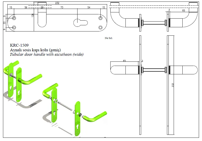 Wide Mirrored Bar Door Handle