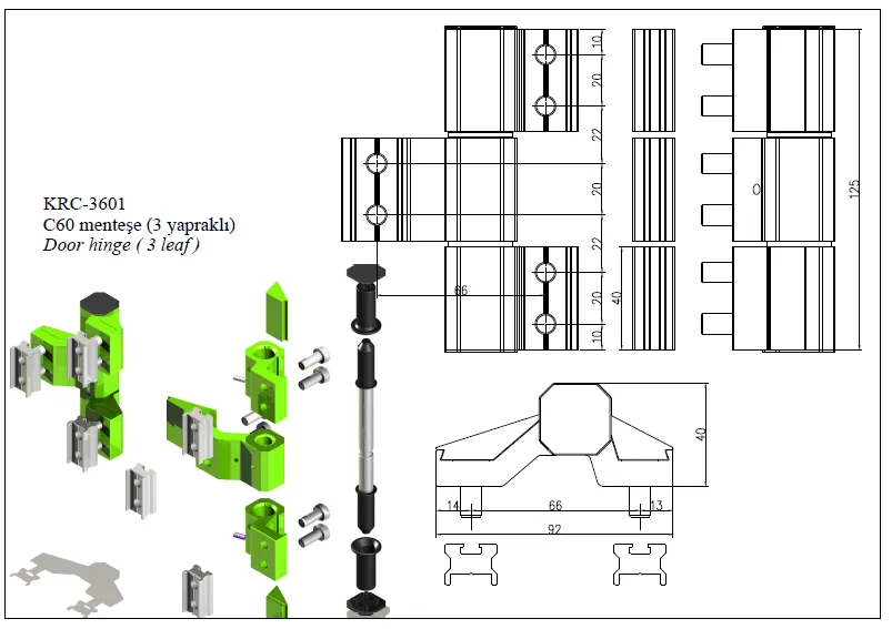 Cladding Triple Hinge