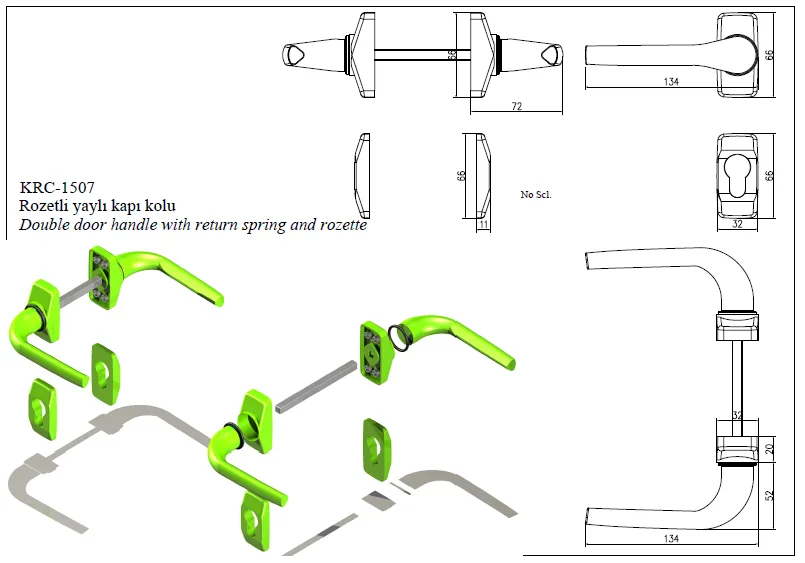 Rosette Sprung Door Handle Cast 2