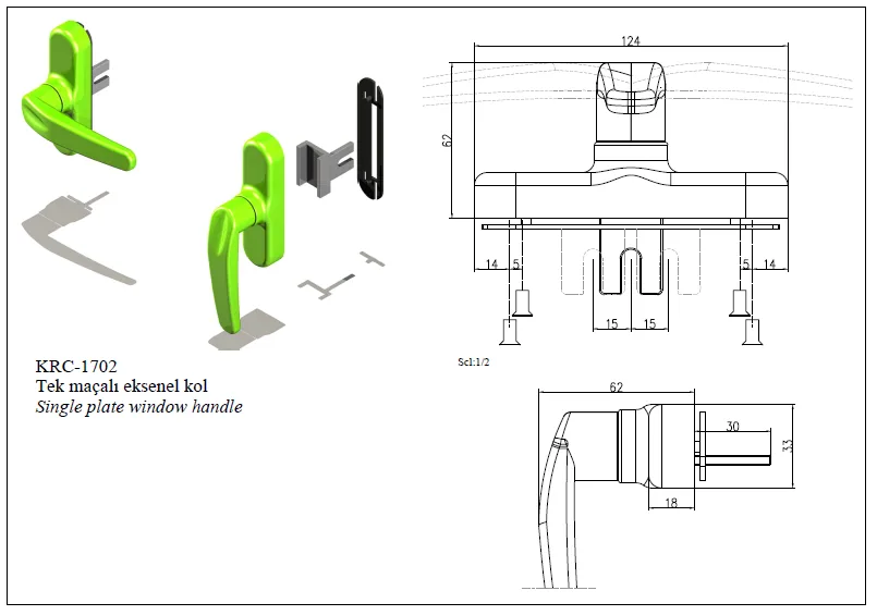 Single Jointed Axial Window Handle